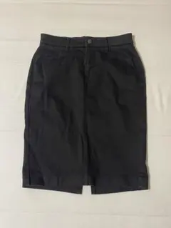 ユニクロ タイトスカート 黒 デニム風 ストレッチ ひざ丈 Sサイズ相当