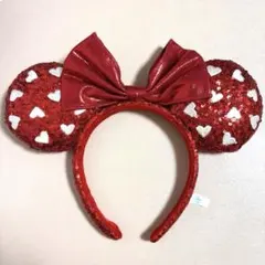 【ほぼ未使用】ディズニー ミニー カチューシャ スパンコール 赤