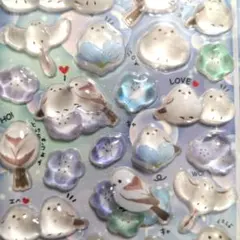 ダイヤモンドポップシール　シマエナガ　ぷくぷくシール　立体シール