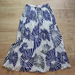 ☆yul☆ホワイト×パープル総柄ロングスカート☆シルバースパンコール美品☆のサムネイル
