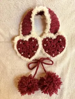 かぎ編み イヤーマフ ラズベリーレッド