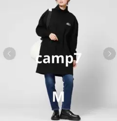 CAMP7 裏起毛ハイネックチュニック　トレーナー　プルオーバー　M 黒　長袖