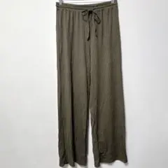 早い者勝ち✨レディース プリーツ ワイドパンツ オリーブ色 ウエストゴム