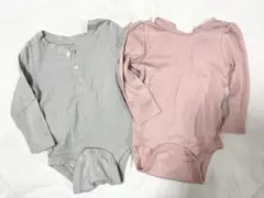 長袖ロンパース　2枚セット（グレー・ピンク）12-18months