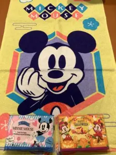 【未使用】ミッキーマウス フェイスタオル+ポケットティッシュ2つ Disneyのサムネイル