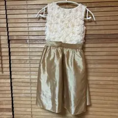 アイボリー花柄ノースリーブワンピースドレス発表会結婚式セレモニー