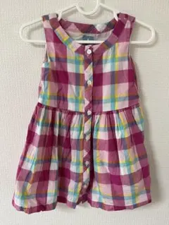 90cm babyGap ベビー ワンピース チェック柄 ノースリーブのサムネイル