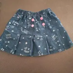 デニムスカート 星柄 ハート柄 120