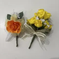 2点セット　黄色いバラのコサージュ オレンジのバラのコサージュ 入学式 卒業式