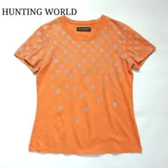 【ハンティングワールド】半袖Tシャツ 総柄 フルプリント イタリア製 オレンジ綿のサムネイル