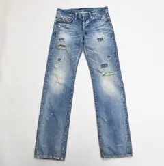 ■【ヒステリックグラマー】 デニムパンツ クラッシュ加工 スタッズ a2136