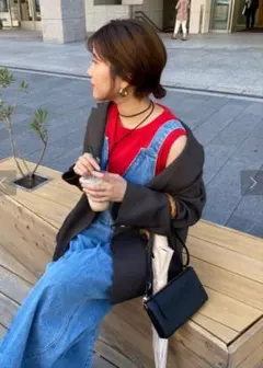 DouDouフロントジップデニムサロペットのサムネイル