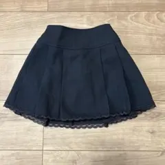 黒 フレアスカート ゴムウエスト レース付き
