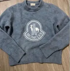 MONCLER ニットトップス　モンクレール　ブルー セーター S ワッペン