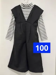 タイニーマノン Vネック オールインワン サロペット ワイドパンツ 黒