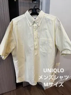 UNIQLOユニクロ　メンズ 半袖シャツ Mサイズ 黄色と青のストライプ
