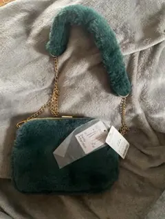 グリーン フェイクファー 2wayショルダーバッグ