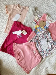 90サイズ フリル付きTシャツセット　ベビー　夏物　半袖　まとめ売り　新品