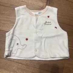 赤ちゃんの城　ベビーベスト 象柄 ホワイト 70〜80cm
