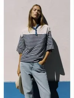 【新品】ZARA ザラ リネン ストライプ シャツ Sサイズのサムネイル