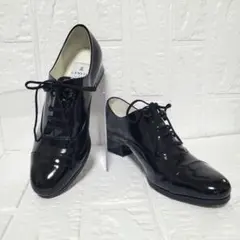 LANVIN en Bleu マニッシュシューズ エナメル 太ヒールレースアップ