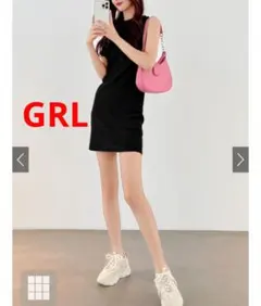 GRL ノースリーブミニワンピース 黒