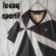 le coq sportif ゴルフ ナイロンプルオーバー 黒 白 L 刺繍