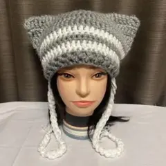 猫耳ニット帽 y2k スキー帽子 韓国 No.97 耳まであったかい