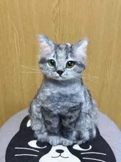 A猫 羊毛フェルト　サバトラ猫【ハンドメイド 猫