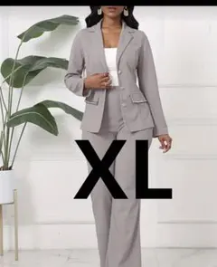 パンツスーツ￼ セットアップ￼ ママスーツ　大きめ　グレー　ベージュ　新品　春夏