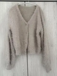 【美品】Richeglamour ベージュ　ファーカーディガン　M