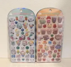 コットンパフィーシール シマエナガ アニマル 2枚セット ボンボンドロップシール