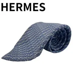 HERMES エルメス ネクタイ 馬具柄 総柄 ブルーのサムネイル