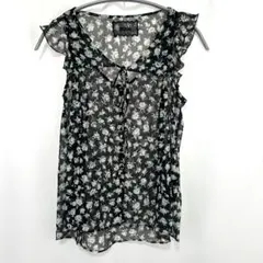 snidel スナイデル フリル 花柄 ノースリーブ 総柄 シースルーブラウス