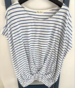 ナノユニバース　ボーダー 半袖 フレンチスリーブ　Tシャツ ツイストデザインのサムネイル