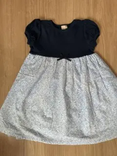 petit main 半袖ワンピース ネイビー 花柄　100cm