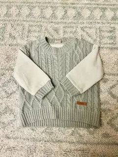 petit main ケーブルニットセーター 90cm くすみブルー