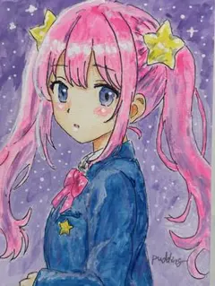 結*せ様 【手描きイラスト】アナログ キャンバスパネル　美少女オリジナルキャラク