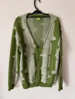 HUF 幾何学模様 カーディガン　M 緑のサムネイル