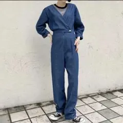 kastan BACKあきデニムオールインワン　デニム　トップスのサムネイル