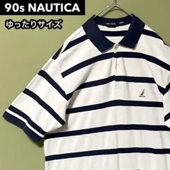 【希少配色サイズ】90年代NAUTICA ボーダーラガーシャツ