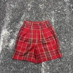 80s vintage ハーフパンツ リネンパンツ 麻 チェック ツータック