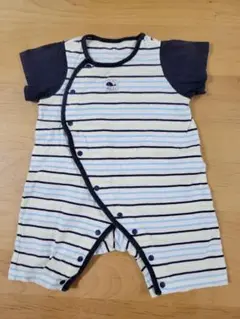 ストライプ柄ロンパース 70cm 綿100%