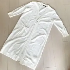 【美品】七分袖　ロングカーディガン　羽織り　白　Mサイズ　トップスのサムネイル
