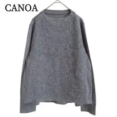 2137　CANOA　モックネックニット　グレー　L　美品