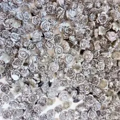 【50個】シルバー素材　ネイルパーツ　まとめ売り　デコパーツ　バラ　金属感