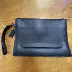 【新品】COACH ブラック レザー クラッチバッグ