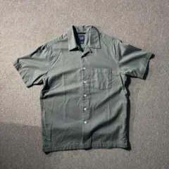 00s OLD GAP S 開襟シャツ ボックスカット オープンカラー オリーブ