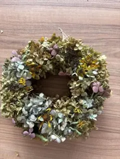 ドライフラワー アジサイ アナベル ハンドメイド リバーシブル 直径約20cm