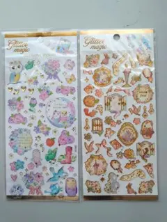 エポキシシール　グリッターシールセット 2シート 動物 花